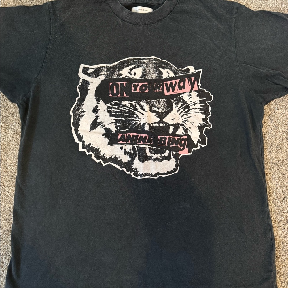 Anine Bing Womens Black Tiger Graphic Tee